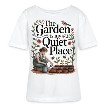 Gartenzeit – Mein stiller Rückzugsort - Stanley/Stella Relaxed Rundhals Frauen Bio-T-Shirt SERENA - Weiß - Vorne - Anna (173cm)