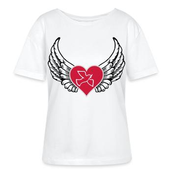 Friedenstaube Flügel Herz - Stanley/Stella Relaxed Rundhals Frauen Bio-T-Shirt SERENA - Weiß - Vorne - Anna (173cm)