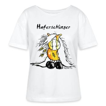 Haferschlinger - Haflinger - Hafi - Pferd - Stanley/Stella Relaxed Rundhals Frauen Bio-T-Shirt SERENA - Weiß - Vorne - Anna (173cm)