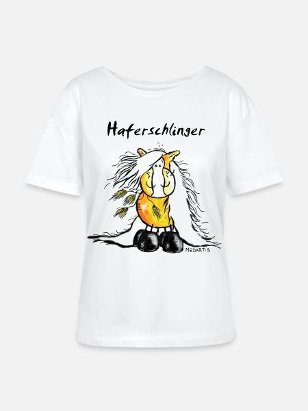 Haferschlinger - Haflinger - Hafi - Pferd - Stanley/Stella Relaxed Rundhals Frauen Bio-T-Shirt SERENA - Weiß