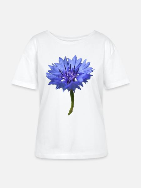 Blaue Kornblume - Stanley/Stella Relaxed Rundhals Frauen Bio-T-Shirt SERENA - Weiß
