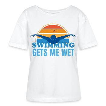 Schwimmen macht mich nass - Stanley/Stella Relaxed Rundhals Frauen Bio-T-Shirt SERENA - Weiß - Vorne - Anna (173cm)