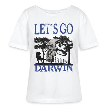 Charles Darwin Evolution textile gift idea - Stanley/Stella SERENA Relaxed Women’s Organic Round Neck T-shirt - white - Front - Anna (173cm)