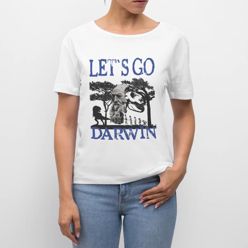 Charles Darwin Evolution textile gift idea Stanley/Stella SERENA Relaxed Women’s Organic Round Neck T-shirt