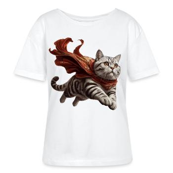 Super Cat British Shorthair BKH Tabby - Stanley/Stella SERENA Relaxed Women’s Organic Round Neck T-shirt - white - Front - Anna (173cm)