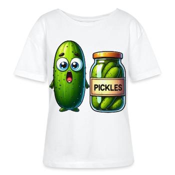 Cucumber's Pickle Predicament: Schockiert und erschüttert! - Stanley/Stella Relaxed Rundhals Frauen Bio-T-Shirt SERENA - Weiß - Vorne - Anna (173cm)