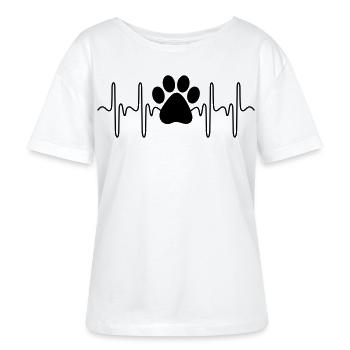 Pfote Herzschlag - Stanley/Stella Relaxed Rundhals Frauen Bio-T-Shirt SERENA - Weiß - Vorne - Anna (173cm)