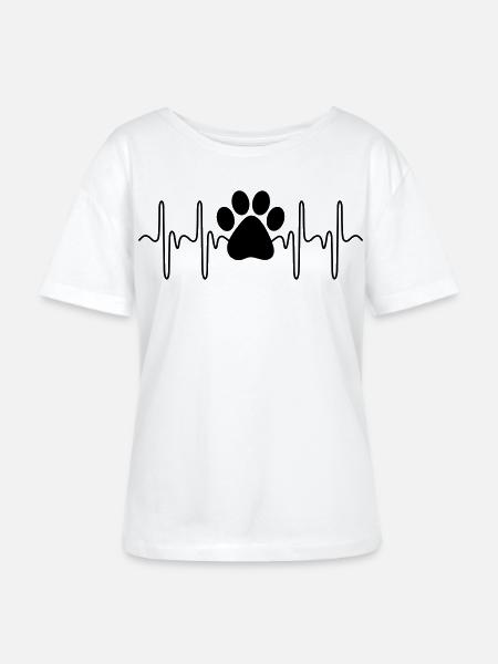 Pfote Herzschlag - Stanley/Stella Relaxed Rundhals Frauen Bio-T-Shirt SERENA - Weiß