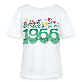 1966 Blumen 60 Jahre Jubiläum Frau - Stanley/Stella Relaxed Rundhals Frauen Bio-T-Shirt SERENA - Weiß - Vorne - Anna (173cm)