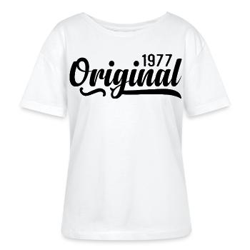 1977 Geburtstag 48 Jahre Alt, retro 1977 - Stanley/Stella Relaxed Rundhals Frauen Bio-T-Shirt SERENA - Weiß - Vorne - Anna (173cm)