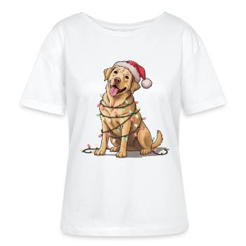 Festlicher Hund mit Lichterkette - Stanley/Stella Relaxed Rundhals Frauen Bio-T-Shirt SERENA - Weiß - Vorne - Anna (173cm)