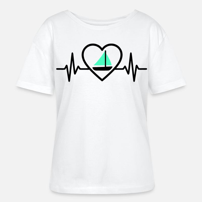 Herz Segeln – Leidenschaft Boot - Stanley/Stella Relaxed Rundhals Frauen Bio-T-Shirt SERENA - Weiß