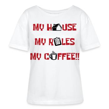 My house, my rules, my coffee - Stanley/Stella SERENA Relaxed Women’s Organic Round Neck T-shirt - white - Front - Anna (173cm)
