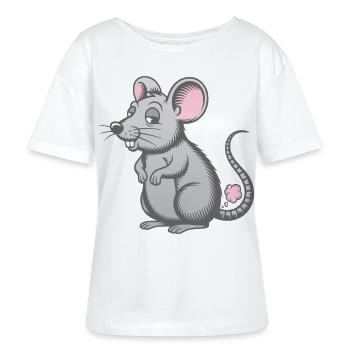 Furzende Maus Pupswolke Furz Furzen Pups Pupsen - Stanley/Stella Relaxed Rundhals Frauen Bio-T-Shirt SERENA - Weiß - Vorne - Anna (173cm)