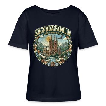 Sagrada Familia Barcelona - Stanley/Stella Relaxed Rundhals Frauen Bio-T-Shirt SERENA - Navy - Vorne - Anna (173cm)