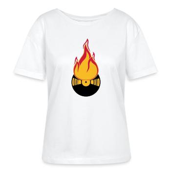 dj party feiern club disko musik tanzen vinyl plat - Stanley/Stella Relaxed Rundhals Frauen Bio-T-Shirt SERENA - Weiß - Vorne - Anna (173cm)