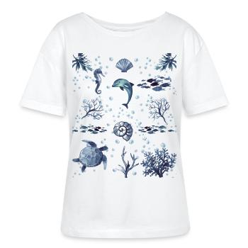 Sous l’océan - Amoureux de la vie marine - T-shirt bio à col rond SERENA Stanley/Stella Femme - blanc - Devant - Anna (173cm)
