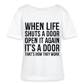 when life shuts a door - Stanley/Stella SERENA Relaxed Women’s Organic Round Neck T-shirt - white - Front - Anna (173cm)