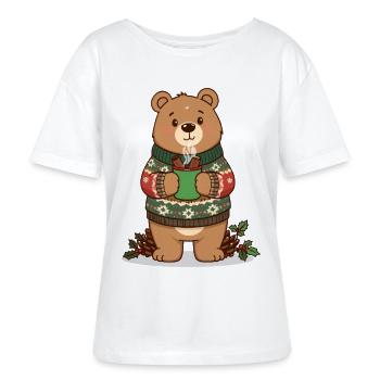 Winterbär mit dampfendem Kakao - Stanley/Stella Relaxed Rundhals Frauen Bio-T-Shirt SERENA - Weiß - Vorne - Anna (173cm)