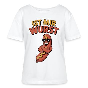 Ist mir Wurst – coole Wurst mit Spruch - Stanley/Stella Relaxed Rundhals Frauen Bio-T-Shirt SERENA - Weiß - Vorne - Anna (173cm)