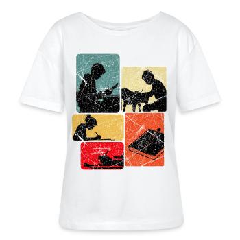 Kinderkunst Zeichnen Collage - Stanley/Stella Relaxed Rundhals Frauen Bio-T-Shirt SERENA - Weiß - Vorne - Anna (173cm)