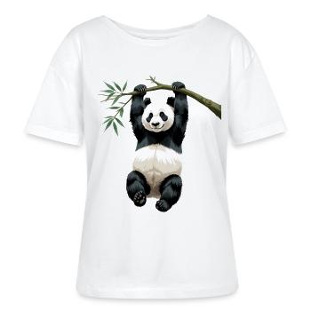 Hängender Panda Bambuszweig - Stanley/Stella Relaxed Rundhals Frauen Bio-T-Shirt SERENA - Weiß - Vorne - Anna (173cm)