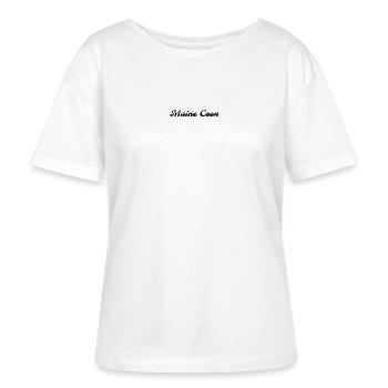 T-shirt typo Maine Coon style Molle - T-shirt bio à col rond SERENA Stanley/Stella Femme - blanc - Devant - Anna (173cm)