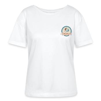 Peanuts Design American Cowboy Club Mit Snoopy - Stanley/Stella Relaxed Rundhals Frauen Bio-T-Shirt SERENA - Weiß - Vorne - Anna (173cm)