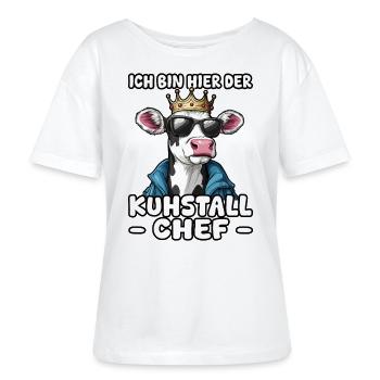 Kuhstall Chef | Führungskraft Landwirt | Bauern - Stanley/Stella Relaxed Rundhals Frauen Bio-T-Shirt SERENA - Weiß - Vorne - Anna (173cm)