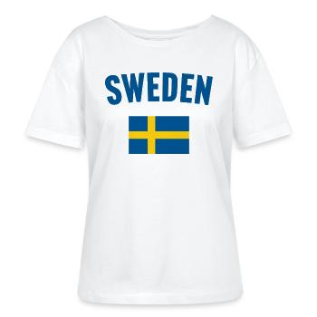 Drapeau de la Suède - T-shirt bio à col rond SERENA Stanley/Stella Femme - blanc - Devant - Anna (173cm)