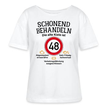 48. Geburtstag Schonend Behandeln 48 Alte Kiste 48 - Stanley/Stella Relaxed Rundhals Frauen Bio-T-Shirt SERENA - Weiß - Vorne - Anna (173cm)