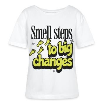 Motivierende Fußabdruck Botschaft - Stanley/Stella Relaxed Rundhals Frauen Bio-T-Shirt SERENA - Weiß - Vorne - Anna (173cm)