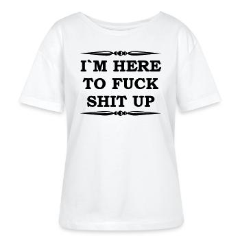 Ich bin hier, um Scheiße zu bauen - Stanley/Stella Relaxed Rundhals Frauen Bio-T-Shirt SERENA - Weiß - Vorne - Anna (173cm)