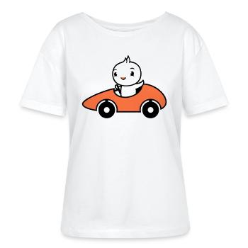 Bird Drives Fast Car Racing Car Sport Racing - Stanley/Stella SERENA Relaxed Women’s Organic Round Neck T-shirt - white - Front - Anna (173cm)