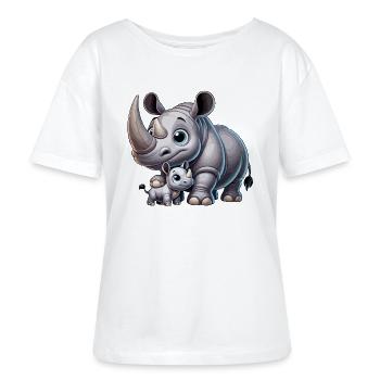 Nashornmutter mit Kind - Stanley/Stella Relaxed Rundhals Frauen Bio-T-Shirt SERENA - Weiß - Vorne - Anna (173cm)