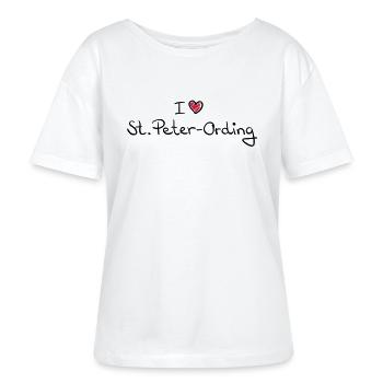 i_love_st_peter_ording__f2 - Stanley/Stella Relaxed Rundhals Frauen Bio-T-Shirt SERENA - Weiß - Vorne - Anna (173cm)