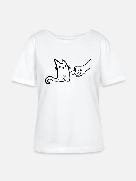 Katze Fist Pump Brofist - Stanley/Stella Relaxed Rundhals Frauen Bio-T-Shirt SERENA - Weiß
