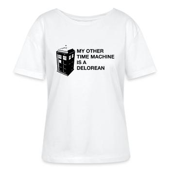 My other Timemachine is a Delorean - Stanley/Stella Relaxed Rundhals Frauen Bio-T-Shirt SERENA - Weiß - Vorne - Anna (173cm)