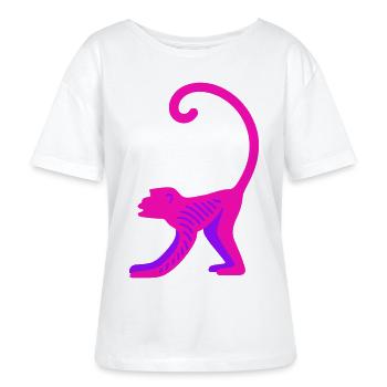 Neon Pink Monkey - Stanley/Stella Relaxed Rundhals Frauen Bio-T-Shirt SERENA - Weiß - Vorne - Anna (173cm)
