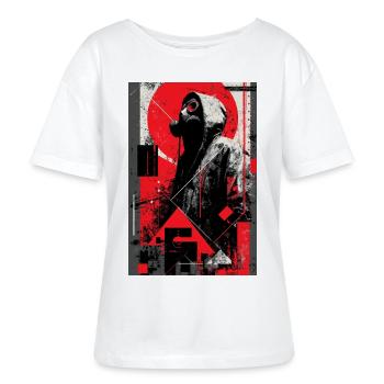 Gas Mask in Graffiti Dystopia - Stanley/Stella SERENA Relaxed Women’s Organic Round Neck T-shirt - white - Front - Anna (173cm)