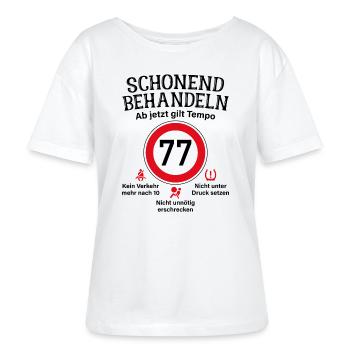 77. Geburtstag Schonend Behandeln 77 Tempolimit 77 - Stanley/Stella Relaxed Rundhals Frauen Bio-T-Shirt SERENA - Weiß - Vorne - Anna (173cm)