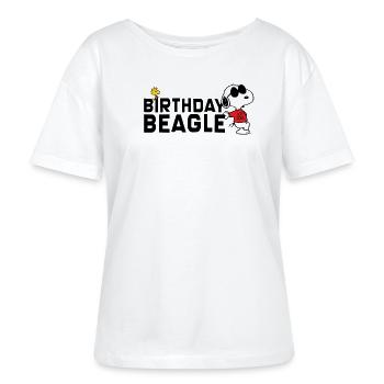 Peanuts Geburtstagsdesign Birthday Beagle Snoopy - Stanley/Stella Relaxed Rundhals Frauen Bio-T-Shirt SERENA - Weiß - Vorne - Anna (173cm)