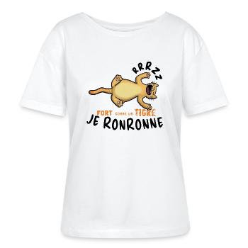 Je ne ronfle pas, je ronronne FORT comme un tigre - T-shirt bio à col rond SERENA Stanley/Stella Femme - blanc - Devant - Anna (173cm)