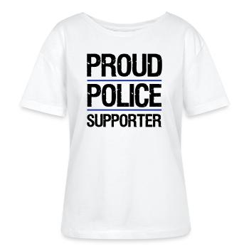 Proud Police Supporter, Polizei, Polizist,Geschenk - Stanley/Stella Relaxed Rundhals Frauen Bio-T-Shirt SERENA - Weiß - Vorne - Anna (173cm)