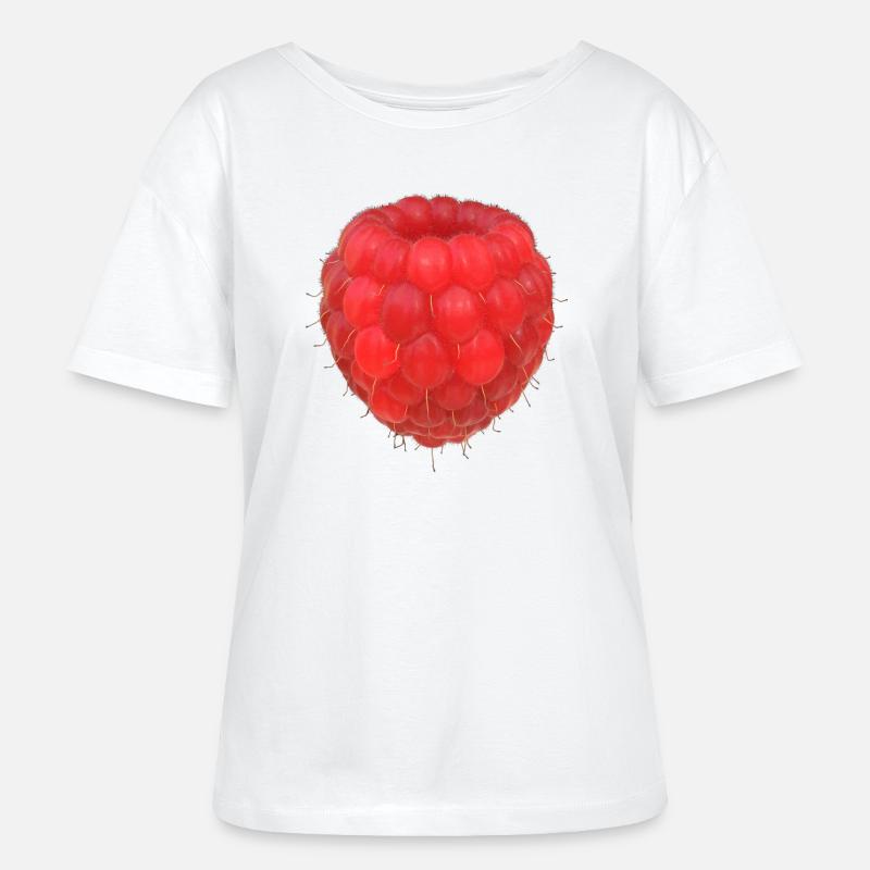 Raspberry Cluster Pattern - Stanley/Stella SERENA Relaxed Women’s Organic Round Neck T-shirt - white
