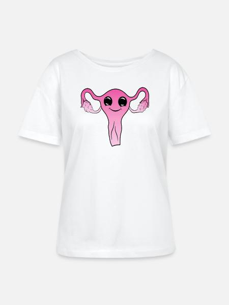 Cuterus Kawaii Uterus - Stanley/Stella Relaxed Rundhals Frauen Bio-T-Shirt SERENA - Weiß