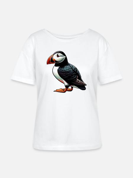Papageitaucher - Stanley/Stella Relaxed Rundhals Frauen Bio-T-Shirt SERENA - Weiß