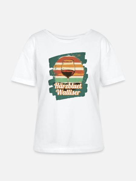 Härzbluetwalliser Walliser Wallis Schweiz - Stanley/Stella Relaxed Rundhals Frauen Bio-T-Shirt SERENA - Weiß
