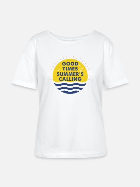 Gute Zeiten, Sommer ruft - Stanley/Stella Relaxed Rundhals Frauen Bio-T-Shirt SERENA - Weiß