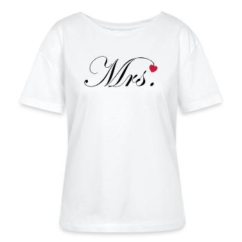 Mr and Mrs Hochzeit Herz Design Paar Geschenk - Stanley/Stella Relaxed Rundhals Frauen Bio-T-Shirt SERENA - Weiß - Vorne - Anna (173cm)